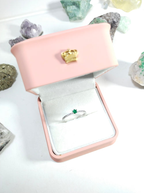 Anillo esmeralda natural 3mm Oro blanco con plata certificado cali argolla