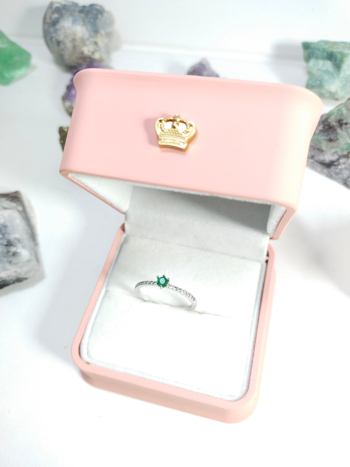Anillo esmeralda natural 3mm Oro blanco con plata certificado cali argolla