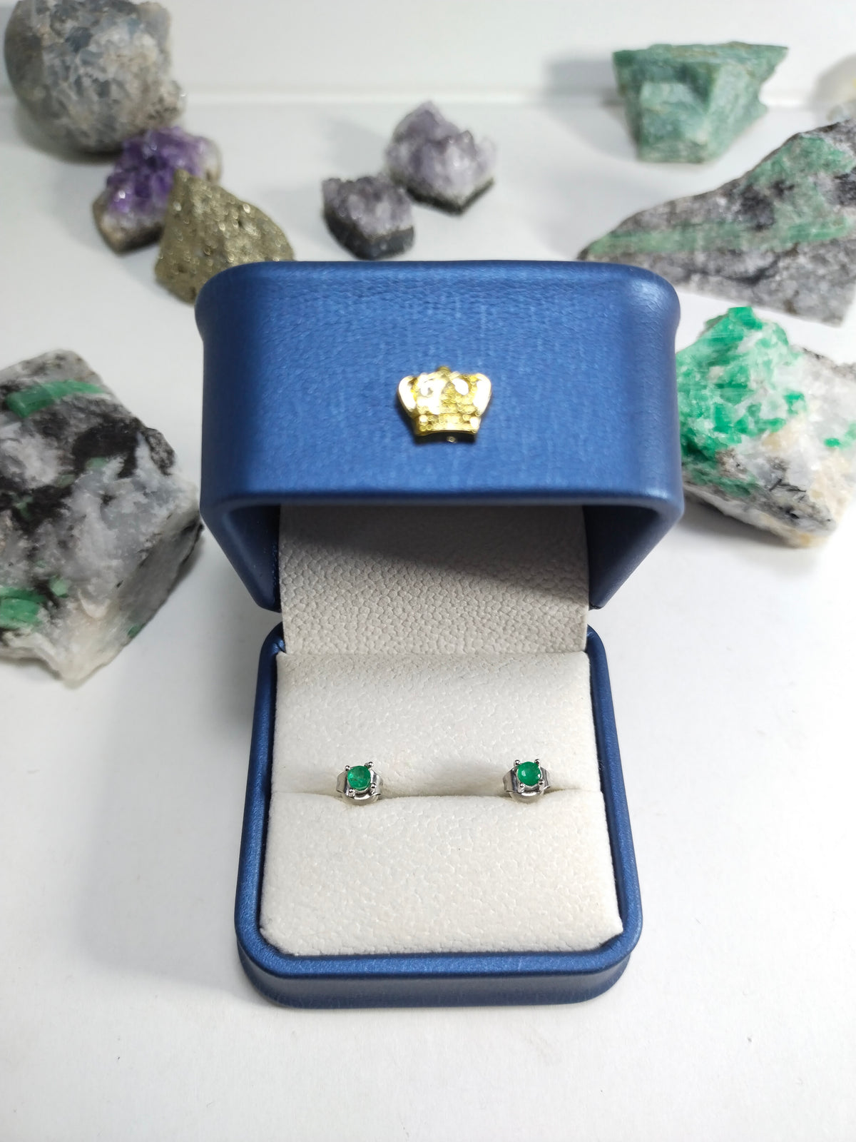 Aretes oro blanco con plata esmeraldas naturales certificadas Joyeria acendrado cali