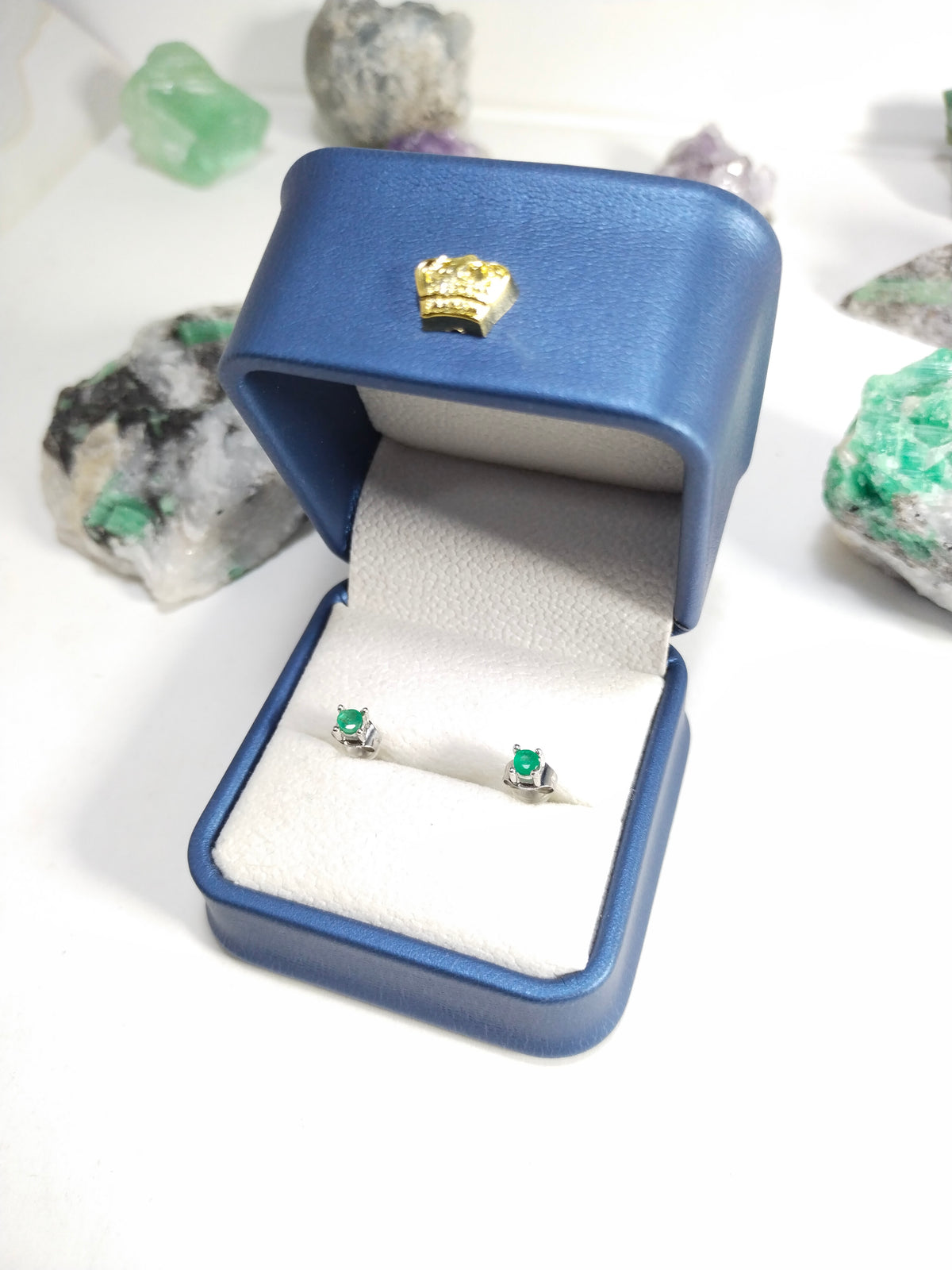 Aretes oro blanco con plata esmeraldas naturales certificadas Joyeria acendrado cali