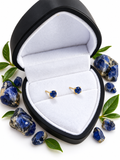 Aretes 18K oro puro italiano con zafiros azules naturales certificados Joyeria acendrado cali.