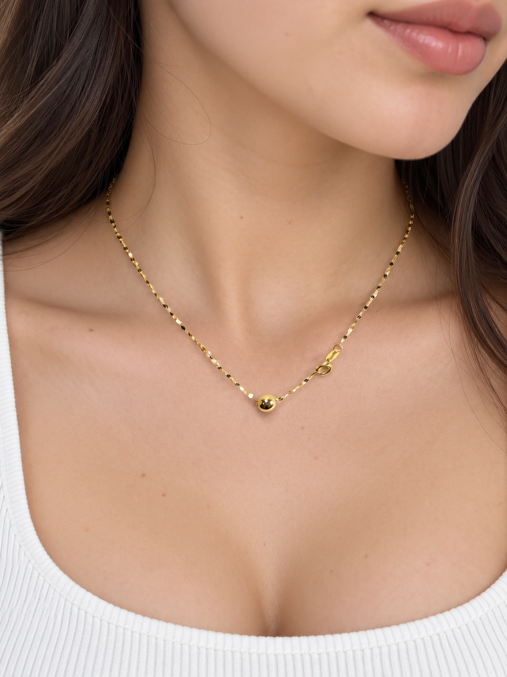 Cadena Collar oro 18K italiano + Dije bolita 5mm Oro puro italiano Joyeria acendrado