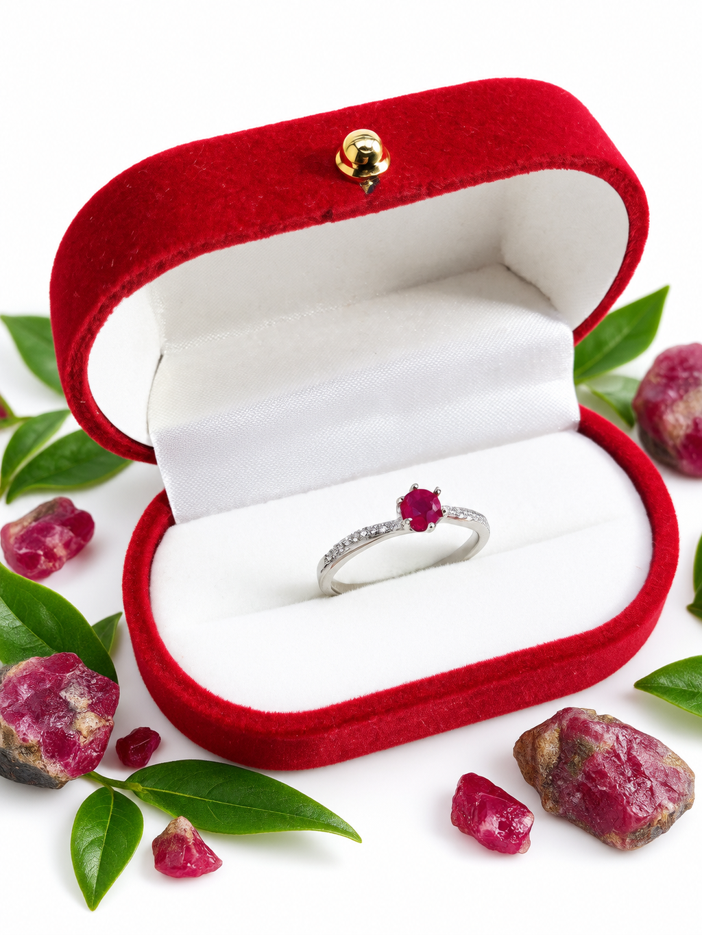 Anillo rubi natural certificada oro blanco con plata Joyeria acendrado cali colombia.