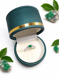 Anillo Oro blanco con plata esmeralda natural talla redonda tamaño 4,5mm